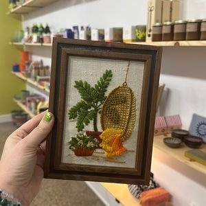 Vintage Framed Hand Embroidered Cross Stitch